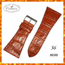 Cinturino pelle piatto marrone 36 mm fibbia acciaio stampa cocco Made in Italy