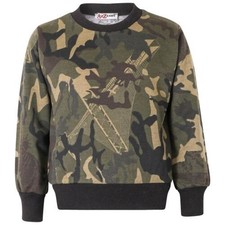 Bambine Ragazzi Felpa Verde Mimetico Maglione Scout Scuola Uniforme Maglione