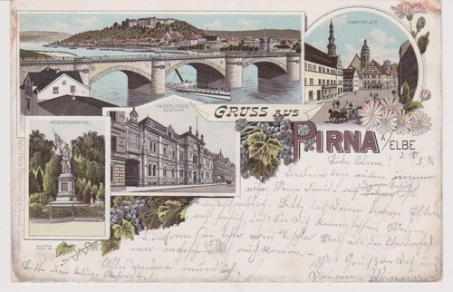Cartolina litografica pezzi - cartolina, 4
