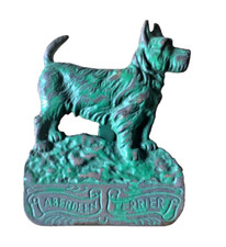 Aberdeen Terrier Battiporta per Cani Ottone Verniciato Vintage Antico Originale