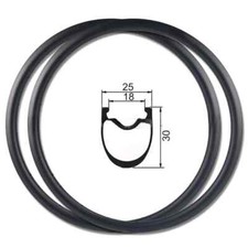 2 Pezzi 700c Fibra di Carbonio Cerchi Bici da Strada 30mmx25mm Clincher Tubeless Freno a Disco