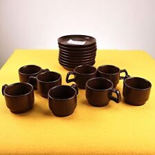 set di 9 piattini e 8 tazzine caffe in ceramica gresline anni 60, franco pozzi