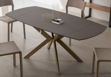 TAVOLO LEO APERTURA SINCRO GIREVOLE PIANO A BOTTE HPL STRATIFICATO BASE METALLO