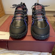 RRP£460 - Sneakers basse uomo BALLY nere mix Gady stringate rivestite in gomma.Nuove 