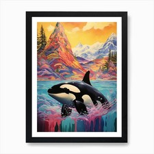 Vivid Surreal Rainbow Orca