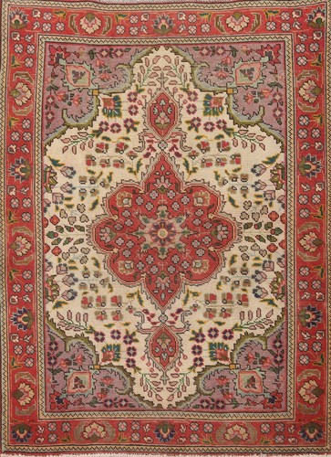 Tappeto lana floreale fatto - , a
