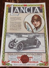 PUBBLICITA' LANCIA AUTOMOBILE  SAIGA ARMANINO MILANO 1914 GRAFICA ORIGINALE 