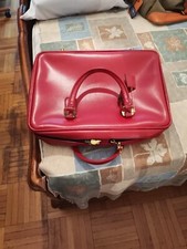 valigia pelle rossa vintage originale anni 80 buone condizioni cm 46X31X12