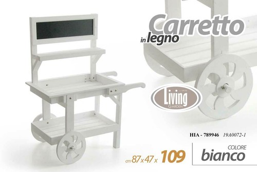 Carretto legno bianco con - carretto,