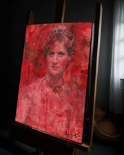 Quadro HITT ritratto reale principessa Diana con certificato di autenticità - tela incorniciata 40x30 cm re