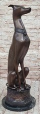Levriero Whippet Ottone Bronzo Patina Scultura Figura Statua Art Deco Gift Sale