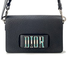 Borsa a tracolla Dior con logo mosaico in pelle nera