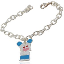 Bracciale maglia rolo' acciaio chirurgico con targhetta Hello Spank azzurra