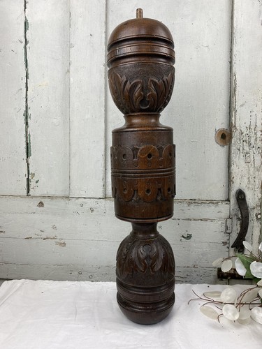 Colonna rovere intagliato - colonna,