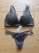 Completo Intimo Intimissimi Nero Sexy Pizzo 3 Balconcino Tezenis Perizoma 2