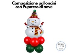 CENTROTAVOLA NATALE PALLONCINI PUPAZZO DI NEVE ,palloncini decorazioni natale
