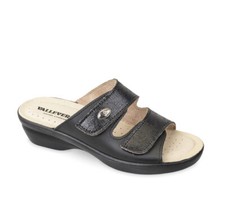 Ciabatte strappo Valleverde 25312 pelle nera zeppa 4,5 cm Made in Italy