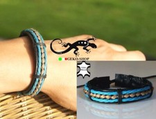 BRACCIALE ECO-PELLE / CUOIO UOMO REGOLABILE POLSINIO SURFISTA IDEA REGALO