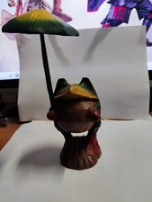 Rana con Ombrello Oggetto Etnico Africano altezza totale 20cm altezza rana 12cm.