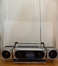 Vintage 1980s Akai PJ-W30 Chrome Boombox E.T. Classic AS IS Partial WORKS! Japan