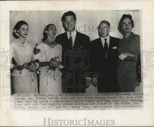1956 Press Photo Wedding photo of Jean Pierre Aumont and bride Marisa Pavan.