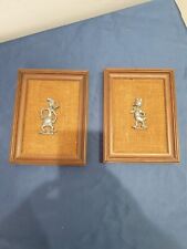 2X Quadretto Originale Walt Disney Paperina + Lupo In Peltro Anni 60