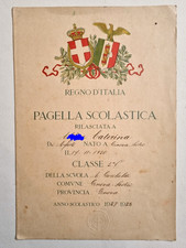 Pagella Fascista Genova Sestri Scuola Garibaldi Fascismo Educazione 1927