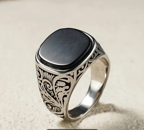 Anello uomo quadrato - uomo, pietra
