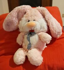 PELUCHE CONIGLIETTO ROSA E BIANCO LUNGHE ORECCHIE GIOCHI BIMBI FINE ANNI 90