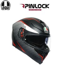 AGV CASCO INTEGRALE MOTO K5 THUNDER MATT BLACK WHITE MAX PINLOCK VISION