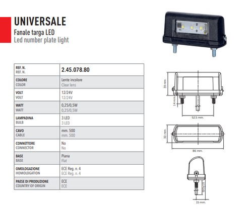 Coppia fanali led luci - led, targa