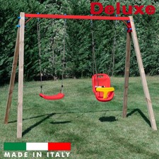 Altalena in legno 2 posti n.1 sedile libero + n.1 sedile a gabbia Giochi esterno