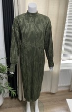 Abito Zara vestito midi kaki collo alto manica lunga taglia S