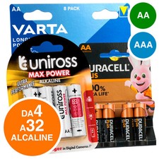 Batterie Duracell Plus Varta Long Life 4-32 Pile Stilo AA Ministilo AAA Blister