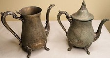 Lotto di 2 teiere vintage placcate argento brocche manici set antico usate