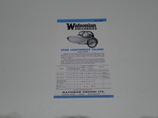 WATSONIAN CARROZZINI SIDECAR PER MOTO  NO VESPA BROCHURE DEPLIANT PROSPEKT (X21)