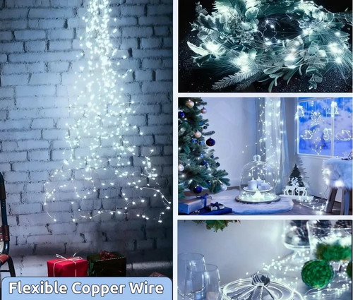 Luci natale cascata - luci, bianca