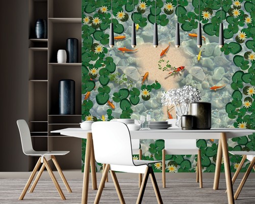 Carta parati lotus pesce - 3d,