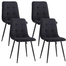 Set 4x Design Sedia per Sala da Pranzo Sedia da Soggiorno Velluto a coste Nero