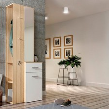 Mobile Ingresso Con Specchio Anta Cassetto E Appendiabiti Teka Rovere E Bianco