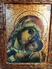 Antique Byzantine Icon Virgin