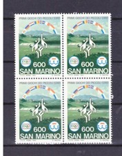Francobolli San Marino 1985 Giochi Piccoli Stati 600 Lire MNH QUARTINA SAS1160