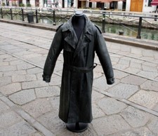 Cappotto pelle lungo trench coat doppiopetto vintage anni 90 taglia 56