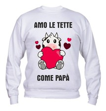 Felpa Uomo & Bambino Girocollo - Amo le tette...- Divertente Humor Made in Italy