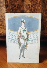 Disegno originale dell'epoca su pannello duro "donna e moda"Charleston e Liberty