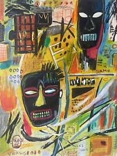 Basquiat Jean Michel dipinto originale strada nero arte africana NYC maschere A20