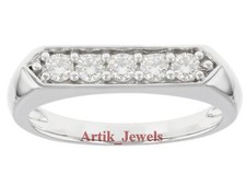 Anello In Argento Placcato Oro Bianco 14K Con Moissanite Incolore Per Uomo #419