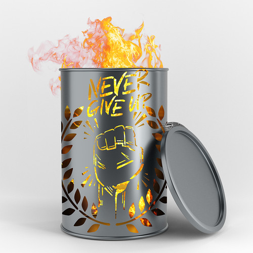 Bidone fuoco never give - fuoco, up