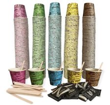 4 KIT ACCESSORI BIO PER CAFFE' 600 BICCHIERI 600 BUSTINE DI ZUCCHERO 600 PALETTE