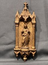 Altare votivo/nicchia devozionale antica in legno e ceramica, databile XIX sec